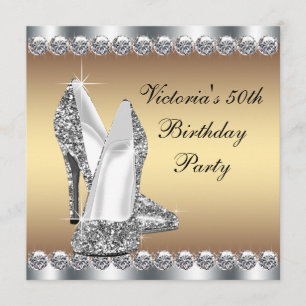 Invitation Fête d'anniversaire de 50 ans de femme en or