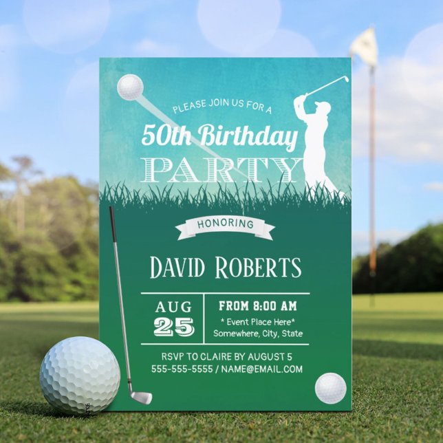 Invitation Fête d'anniversaire de 50 ans de Golf (Créateur téléchargé)
