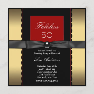 Invitation Fête d'anniversaire de 50 ans d'une femme en or no