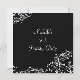 Invitation Fête d'anniversaire de 50 ans élégante à fleurs no