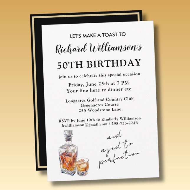 Invitation Fête d'anniversaire de 50 ans élégante et parfaite (Créateur téléchargé)