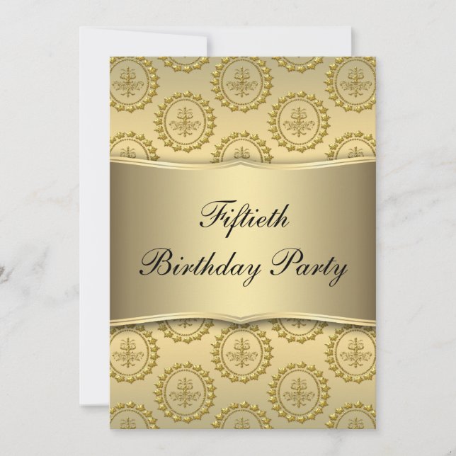 Invitation Fête d'anniversaire de 50 ans en or (Devant)