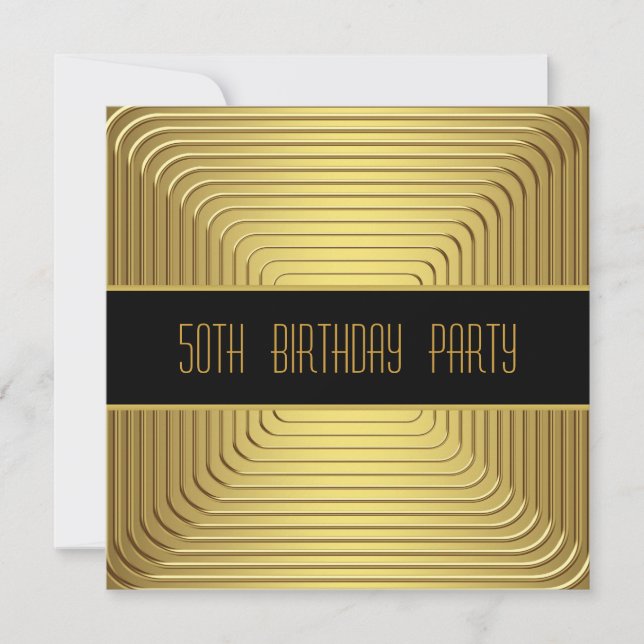 Invitation Fête d'anniversaire de 50 ans en or (Devant)