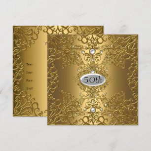 Invitation Fête d'anniversaire de 50 ans en or Jewel