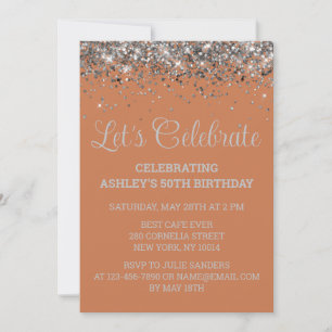 Invitation Fête d'anniversaire de 50 ans en terre cuite et pa