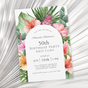 Invitation Fête d'anniversaire de 50 ans et Luau tropical lux