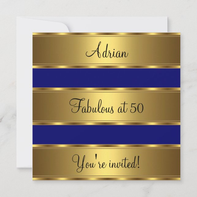 Invitation Fête d'anniversaire de 50 ans fabuleuse bleu foncé (Devant)