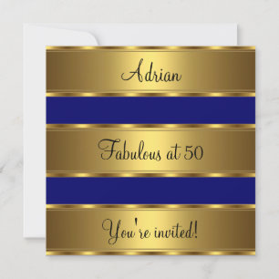 Invitation Fête d'anniversaire de 50 ans fabuleuse bleu foncé