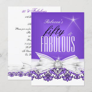 Invitation Fête d'anniversaire de 50 ans Fantastique Violet D