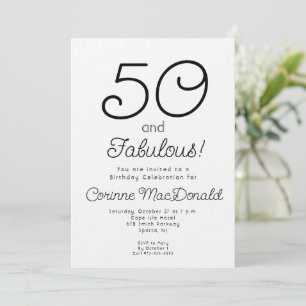 Invitation Fête d'anniversaire de 50 ans Fifty and Fabulous d