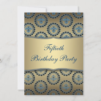 Invitation Fête d'anniversaire de 50 ans Gold Teal