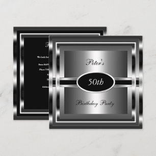 Invitation Fête d'anniversaire de 50 ans pour homme Noir Arge