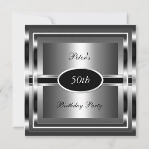 Invitation Fête d'anniversaire de 50 ans pour homme Noir Arge