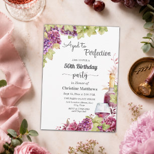 Invitation Fête d'anniversaire de 50 ans : Vin vieilli à la p