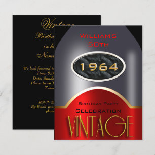 Invitation Fête d'anniversaire de 50 ans vintage bouteille ro