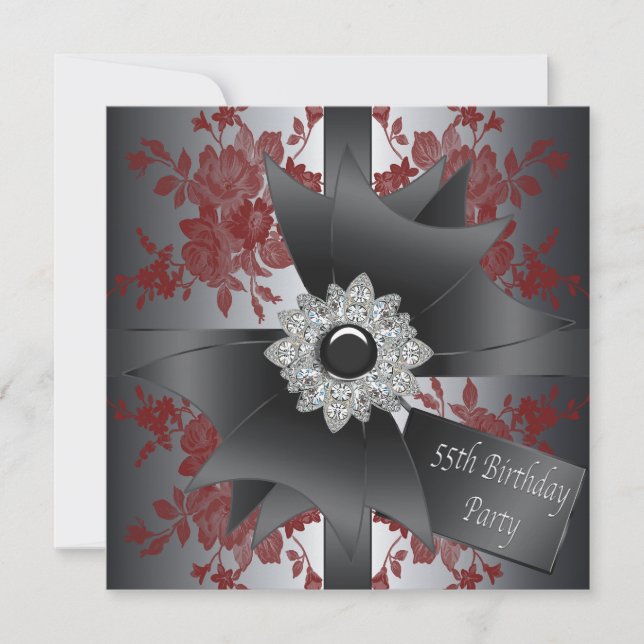 Invitation Fête d'anniversaire de 55 ans de femme Arc en diam (Devant)