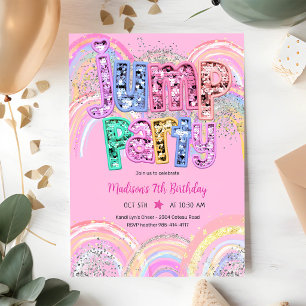 Invitation Fête d'anniversaire de 5 ans au parc de trampoline