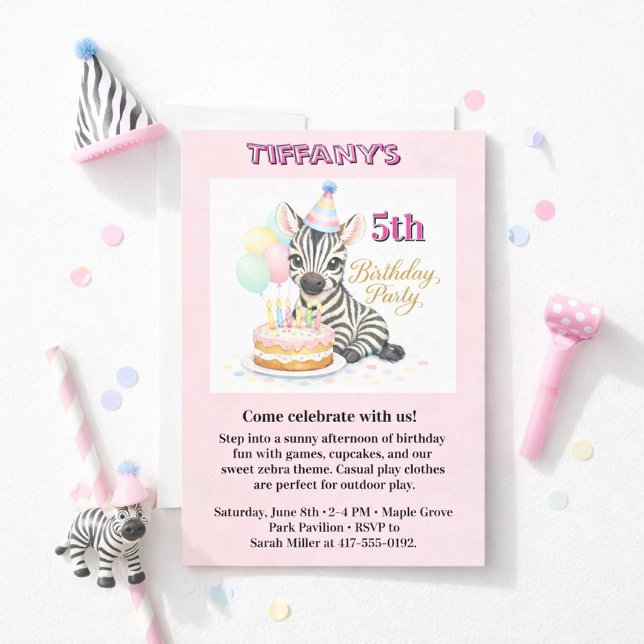 Invitation Fête d'anniversaire de 5 ans d'une fille avec invi (Créateur téléchargé)