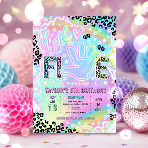 Invitation Fête d'anniversaire de 5 ans High Five Impression 