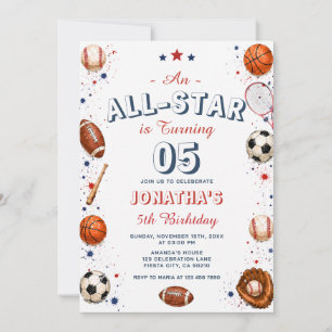 Invitation Fête d'anniversaire de 5 ans pour garçon - Enfants
