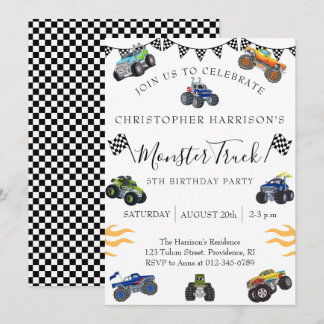 Invitation Fête d'anniversaire de 5 ans pour garçon Monster T