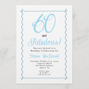 Invitation Fête d'anniversaire de 60 ans Arctic Blue Sixty et