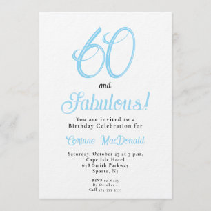 Invitation Fête d'anniversaire de 60 ans Arctic Blue Sixty et