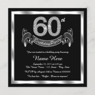 Invitation Fête d'anniversaire de 60 ans argentée