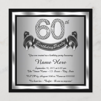 Invitation Fête d'anniversaire de 60 ans argentée