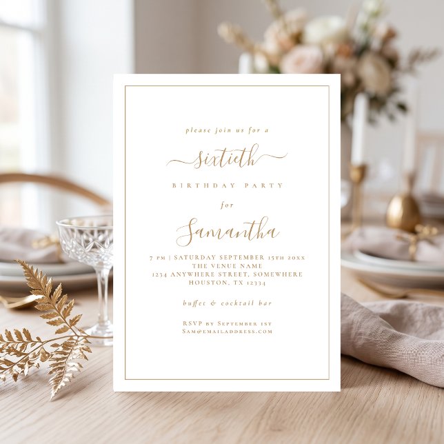 Invitation Fête d'anniversaire de 60 ans avec bordure élégant (Créateur téléchargé)
