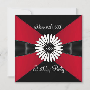 Invitation Fête d'anniversaire de 60 ans élégante rouge blanc