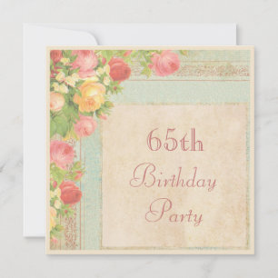 Invitation Fête d'anniversaire de 65 ans Elegant Roses Vintag