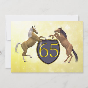 Invitation fête d'anniversaire de 65 ans élevant des chevaux