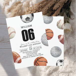 Invitation Fête d'anniversaire de 6 ans de Rockie année sport