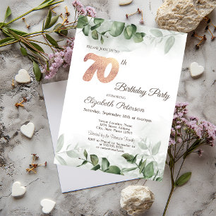 Invitation Fête d'anniversaire de 70 ans à l'aquarelle avec v