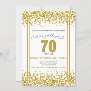 Invitation Fête d'anniversaire de 70 ans de style paillettes 