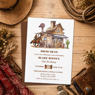 Invitation Fête d'anniversaire de 75 ans au Saloon Cowboy de