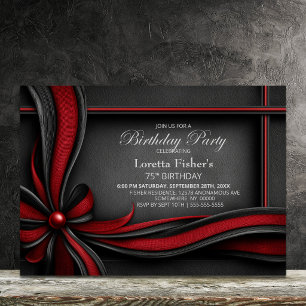Invitation Fête d'anniversaire de 75 ans avec un élégant nœud