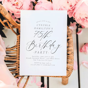 Invitation Fête d'anniversaire de 75 ans en écriture calligra