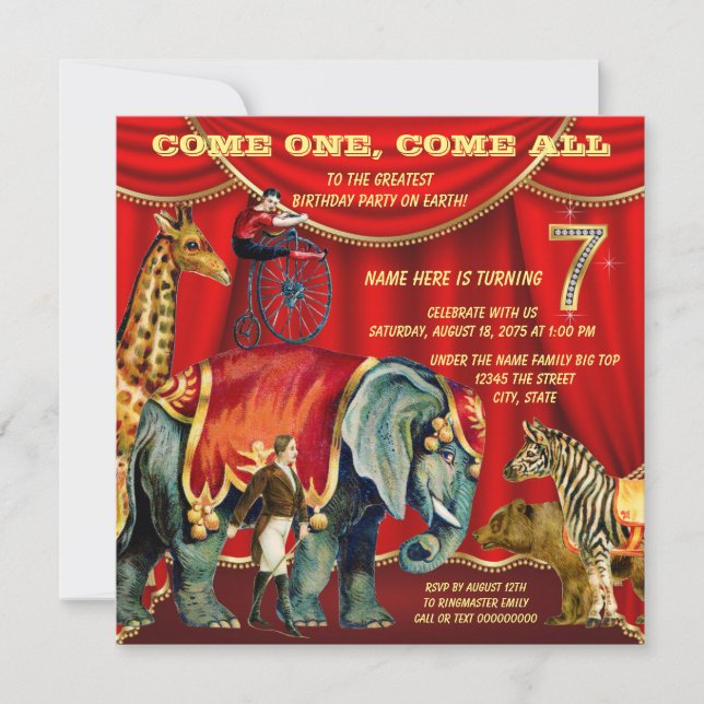 Invitation Fête d'anniversaire de 7 ans (Devant)