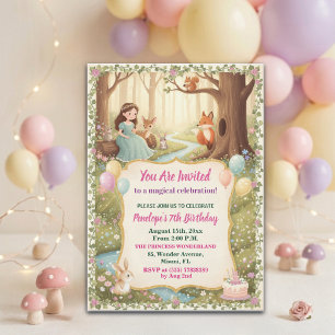 Invitation Fête d'anniversaire de 7 ans de la princesse avec 