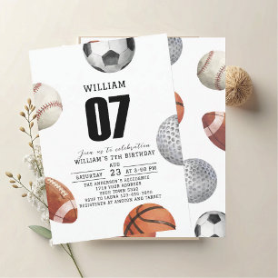 Invitation Fête d'anniversaire de 7 ans de Rockie année sport