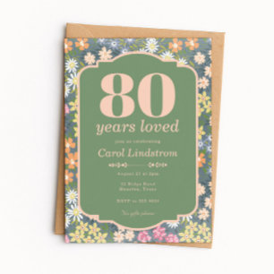 Invitation Fête d'anniversaire de 80 ans aimés dans le jardin