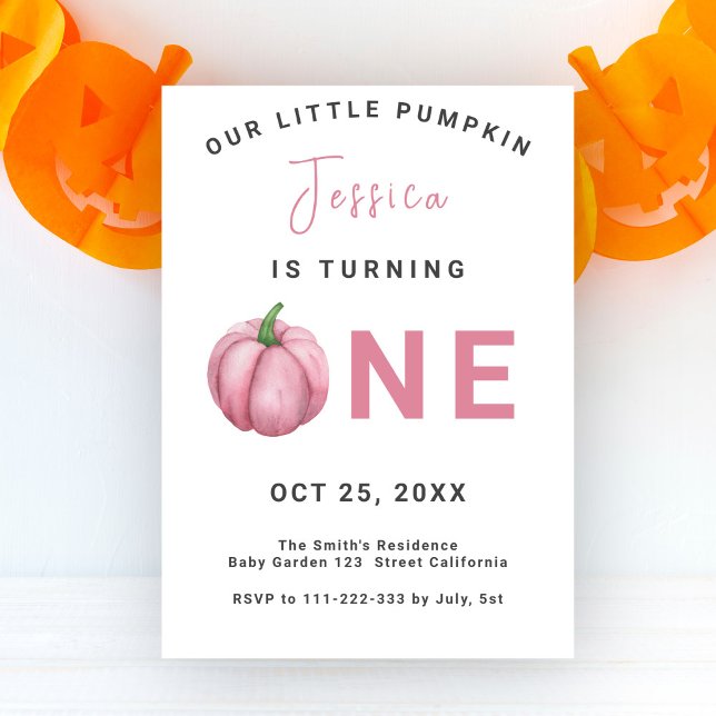 Invitation Fête d'anniversaire de Baby Pumpkin 1 an  (Créateur téléchargé)