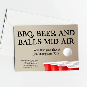 Invitation Fête d'anniversaire de Bachelor BBQ Beer Pong drôl
