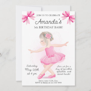 Invitation Fête d'anniversaire de Ballerina Sparkle