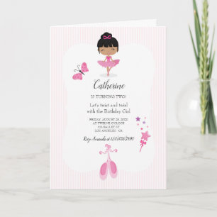 Invitation Fête d'anniversaire de ballerine rose