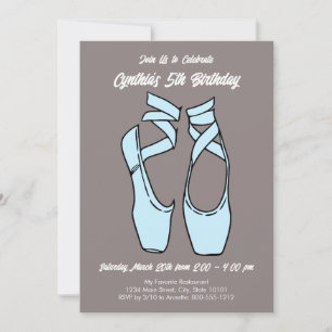 Invitation Fête d'anniversaire de ballet bleu minimaliste