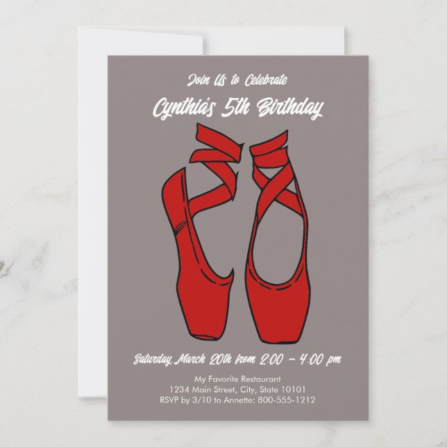 Invitation Fête d'anniversaire de ballet minimaliste (Devant)