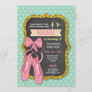 Invitation Fête d'anniversaire de ballet Tutu Ballerina Invit